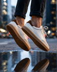 Men's Cowhide Leather Sneakers - Thick Sole Lace-Up Casual Shoes