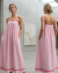 Women's Sleeveless Striped Maxi Dress – High Waist Slip Style