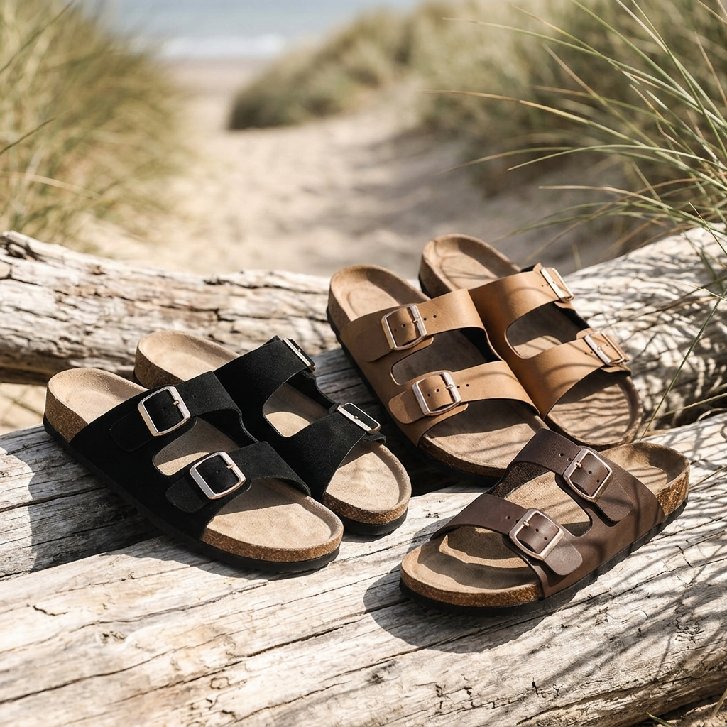Men's Microfiber Leather Sandals – Ergonomic Arch Support Slip-On