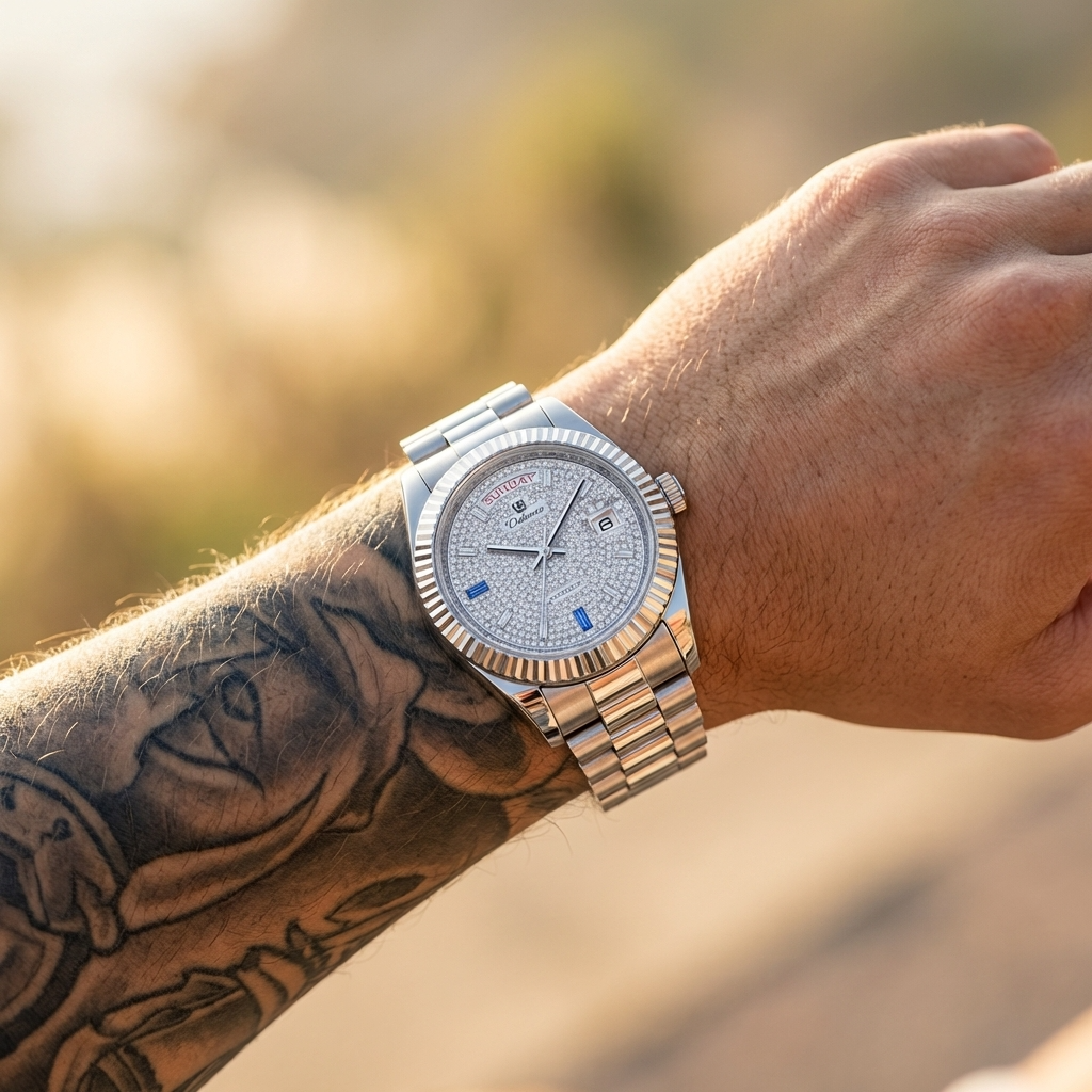Men's Automatic Calendar Watch – Stainless Steel Mechanical Timepiece with Day-Date Display, Mineral Crystal &amp; Waterproof Design