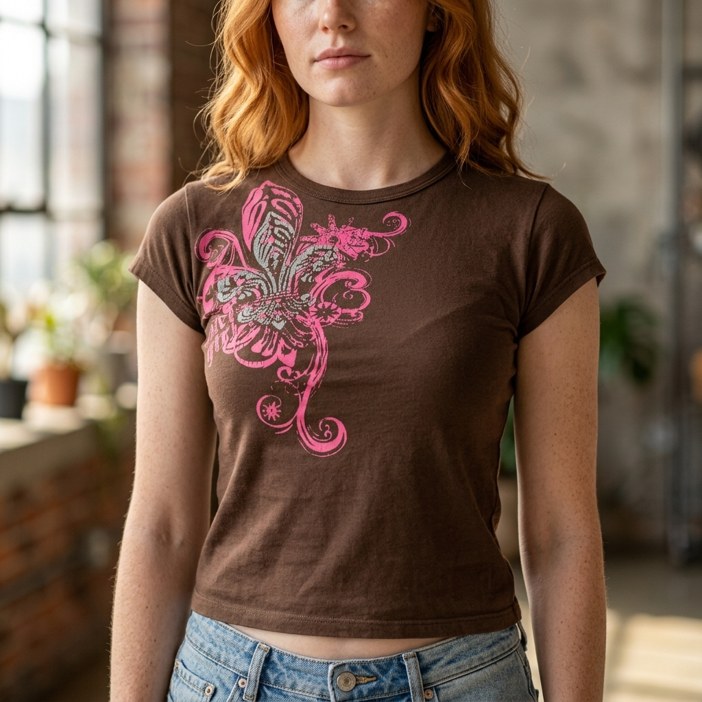 Women's 3D Print Slim Fit T-Shirt - Y2K Retro Streetwear Tee
