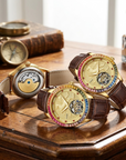 Men's Automatic Mechanical Watch – Rose Gold, Hollow Dial & Leather Strap