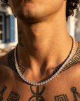 Men's Micro-Paved Copper Zirconia Tennis Chain – Spring Clasp Necklace