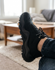 Herren Low Top Freizeitsneaker mit dicker Sohle – Retro-Schnürschuhe mit atmungsaktivem Mesh-Innenfutter und Gummisohle