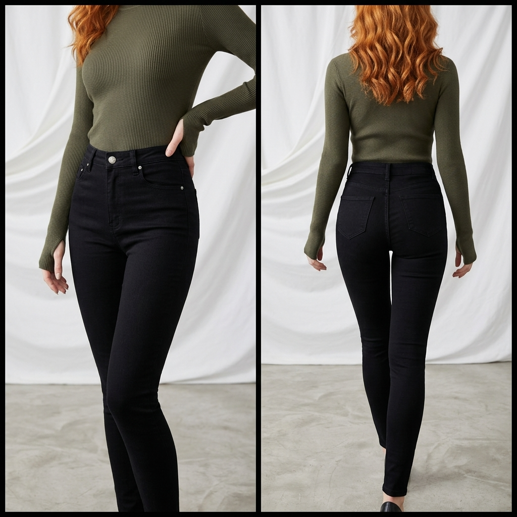 Women's High-Waist Skinny Jeans – Stretch Denim Pencil Pants