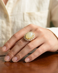 Women's Natural Hetian Jade Ring – 925 Sterling Silver Adjustable size