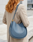 Damen PU-Leder Sattel-Schultertasche – Runde Retro Umhängetasche mit mehreren Fächern