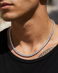 Men's Micro-Paved Copper Zirconia Tennis Chain – Spring Clasp Necklace