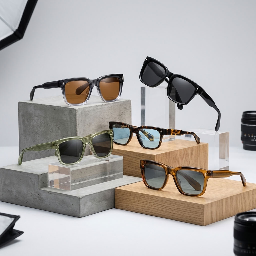 Men's Retro Square Frame Polarized Sunglasses - UV400 Acetate TR90 Vintage Shades