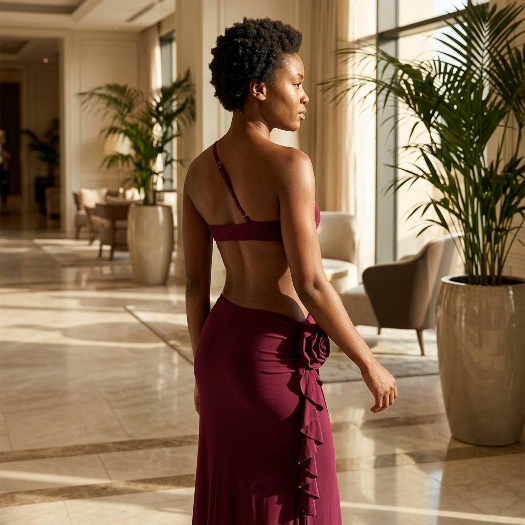 Women's Elegant Halter Deep V Backless Fishtail Maxi Dress
