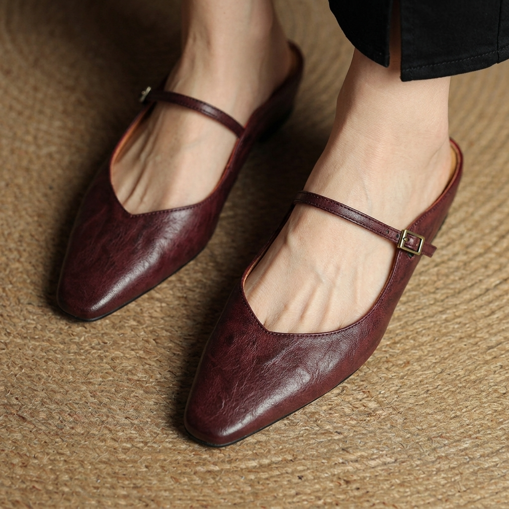 Women's Genuine Leather Wedge Sandals – Platform Slip-On with Height Boost