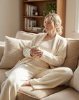 Damen-Strick-Cardigan 3-teiliges Set – Weiches Pullover-Outfit mit Cardigan, Top & weiter Hose für Büro, Freizeit & Alltag