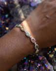 Women's Natural Tourmaline Bracelet — 925 Sterling Silver Geometric Oval