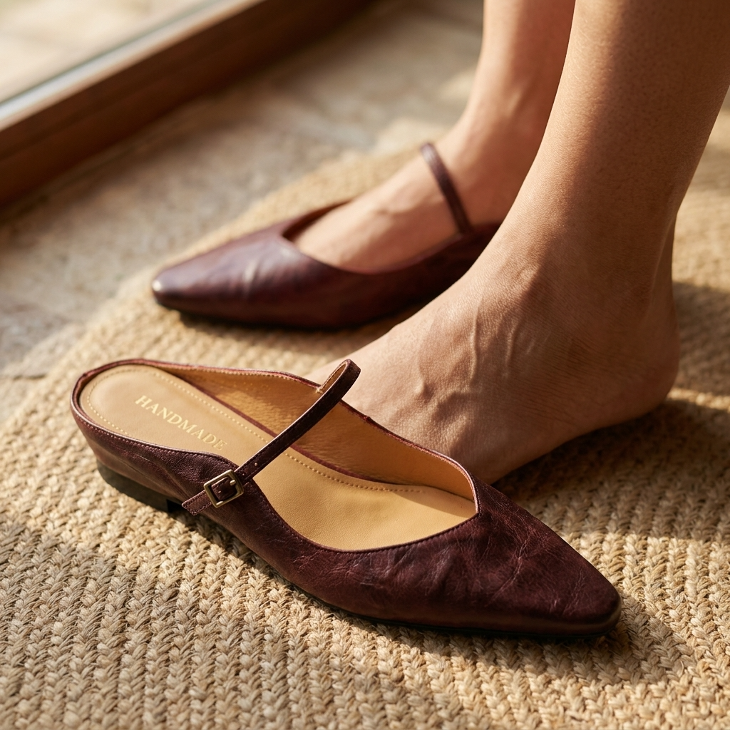Women's Genuine Leather Wedge Sandals – Platform Slip-On with Height Boost