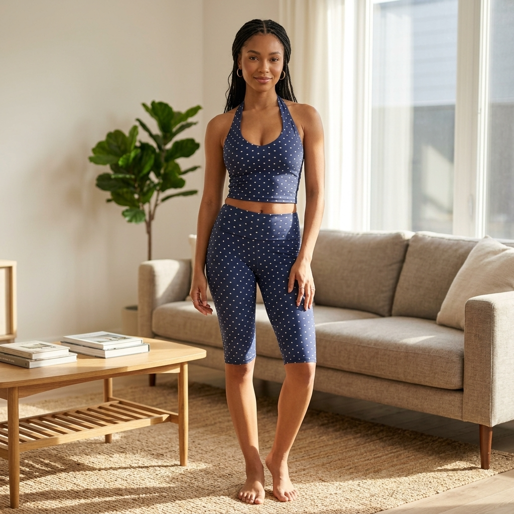 Women's Polka Dot Yoga 2-Piece Outfit Set Sleeveless Vest &amp; Mid Pants