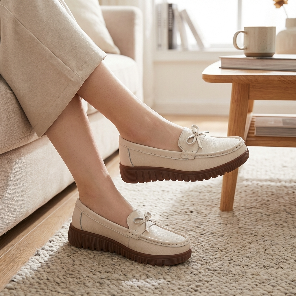 Damen Slip-On Loafer mit Lochmuster – Atmungsaktive, perforierte Flats mit weicher Innensohle, leichtem Komfort und lässigem Alltagsstil