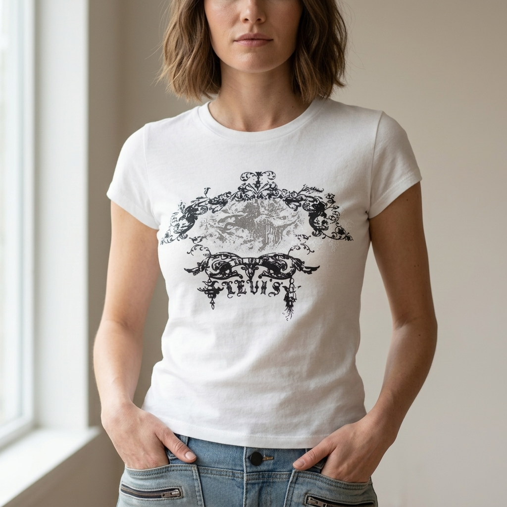 Women's 3D Print Slim Fit T-Shirt - Y2K Retro Streetwear Tee