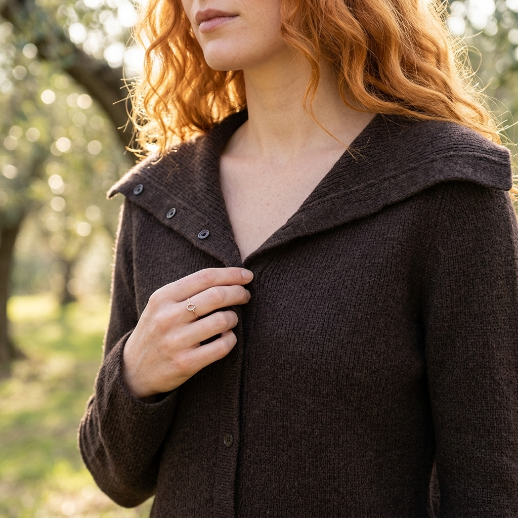 Women's Slim Fit Cardigan Sweater - Lapel Collar Button-Up Knit with Contrast Trim