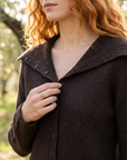 Women's Slim Fit Cardigan Sweater - Lapel Collar Button-Up Knit with Contrast Trim