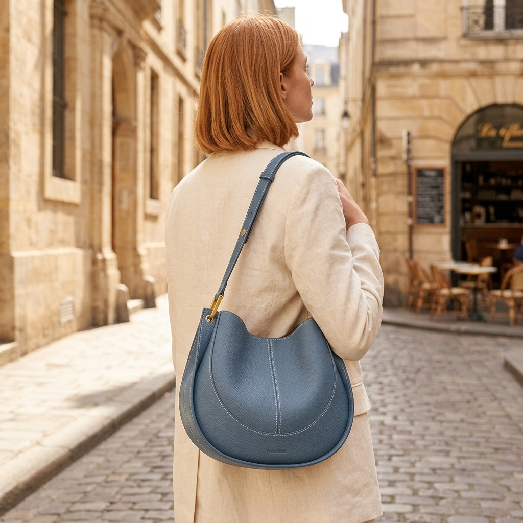 Damen PU-Leder Sattel-Schultertasche – Runde Retro Umhängetasche mit mehreren Fächern