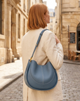 Damen PU-Leder Sattel-Schultertasche – Runde Retro Umhängetasche mit mehreren Fächern