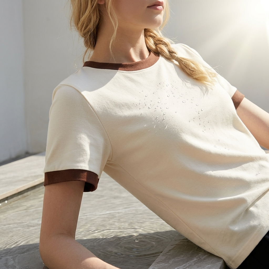 Women's Cotton Color-Block T-Shirt – Short Sleeve Round Neck Top