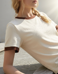Women's Cotton Color-Block T-Shirt – Short Sleeve Round Neck Top