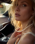 Women's Natural Freshwater Pearl Necklace – S925 Silver Clasp Bun and Flat Bead Design