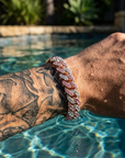 Men's Hip-Hop Dual-Tone Diamond Cuban Chain Necklace & Bracelet