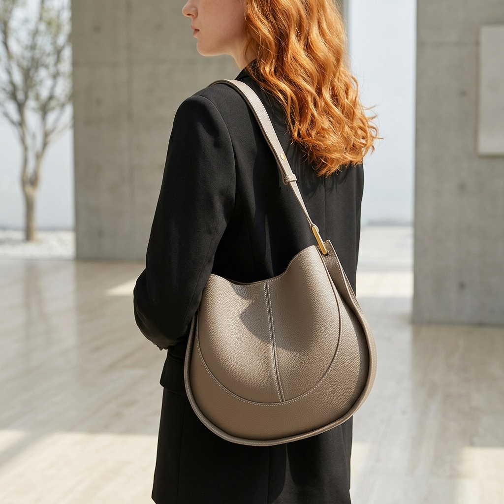 Damen PU-Leder Sattel-Schultertasche – Runde Retro Umhängetasche mit mehreren Fächern