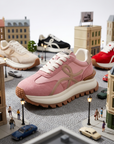 Women's Leather Platform Sneakers – Cross-Strap Thick Sole, 3-5cm Heel