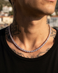 Men's Micro-Paved Copper Zirconia Tennis Chain – Spring Clasp Necklace
