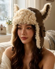 Women's Adjustable Leather Ear Flap Winter Hat – Aviator Dome Cap