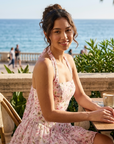 Women's Floral Halter Neck Chiffon Mini Dress