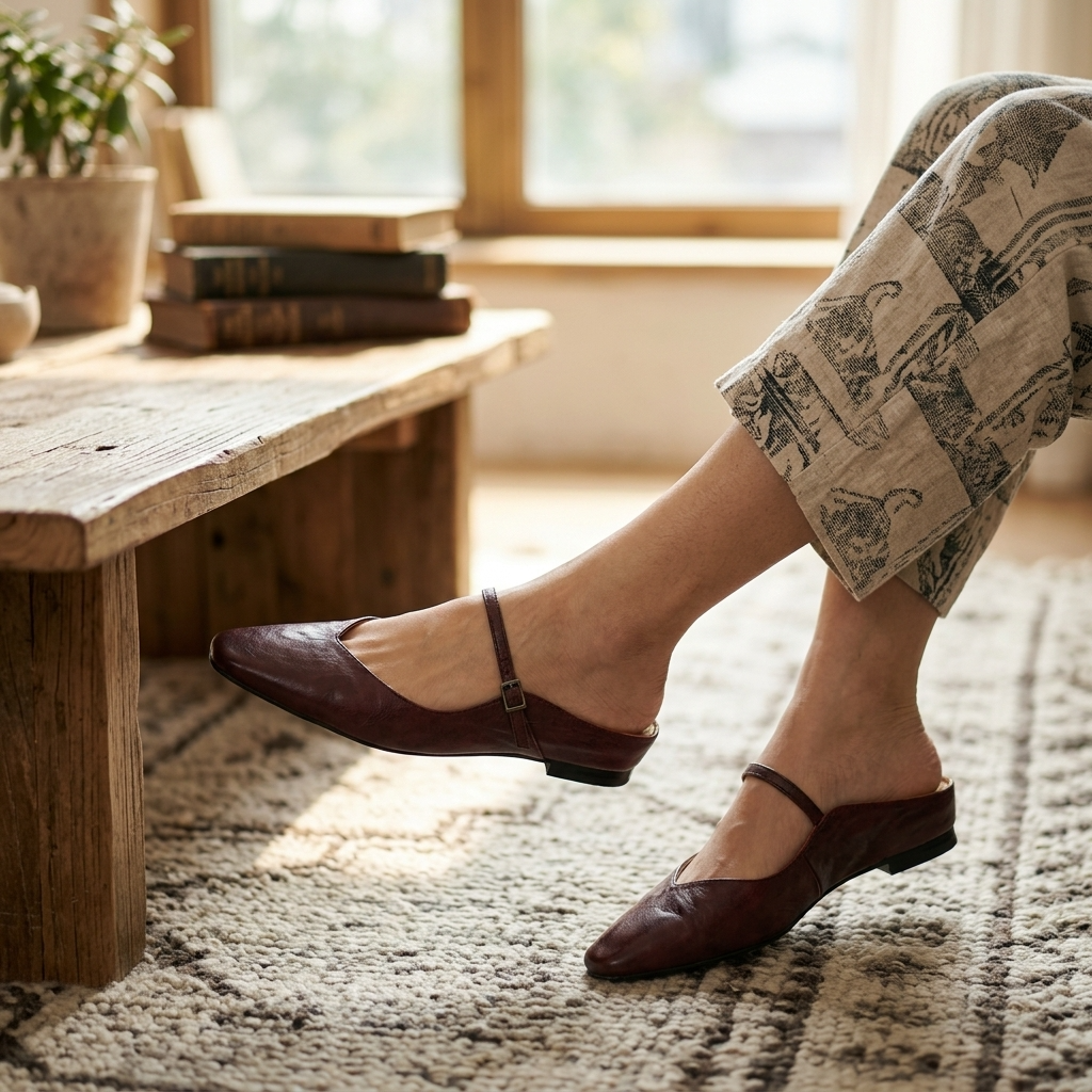 Women's Genuine Leather Wedge Sandals – Platform Slip-On with Height Boost
