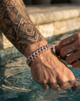 Men's Hip-Hop Dual-Tone Diamond Cuban Chain Necklace & Bracelet