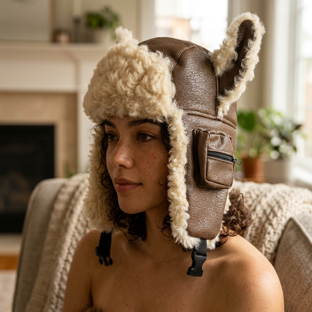 Women's Adjustable Leather Ear Flap Winter Hat – Aviator Dome Cap