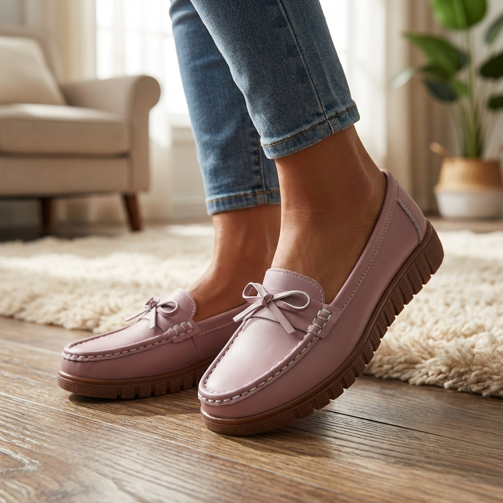 Damen Slip-On Loafer mit Lochmuster – Atmungsaktive, perforierte Flats mit weicher Innensohle, leichtem Komfort und lässigem Alltagsstil
