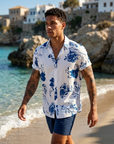Men's Floral Print Short Sleeve Shirt – Loose Fit Summer Style