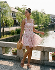 Women's Floral Halter Neck Chiffon Mini Dress