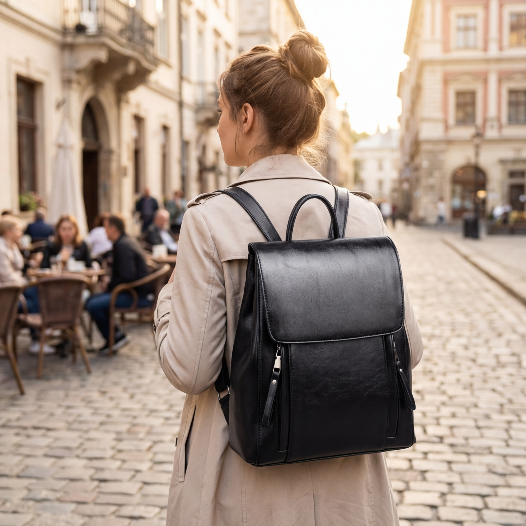 Damen Rucksack aus echtem Leder – Vintage-Rucksack mit großem Fassungsvermögen und mehreren Taschen
