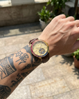 Men's Automatic Mechanical Watch – Rose Gold, Hollow Dial & Leather Strap