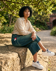 Women's Vintage Washed Denim Wide-Leg Cropped Pants