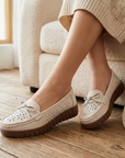 Damen Slip-On Loafer mit Lochmuster – Atmungsaktive, perforierte Flats mit weicher Innensohle, leichtem Komfort und lässigem Alltagsstil