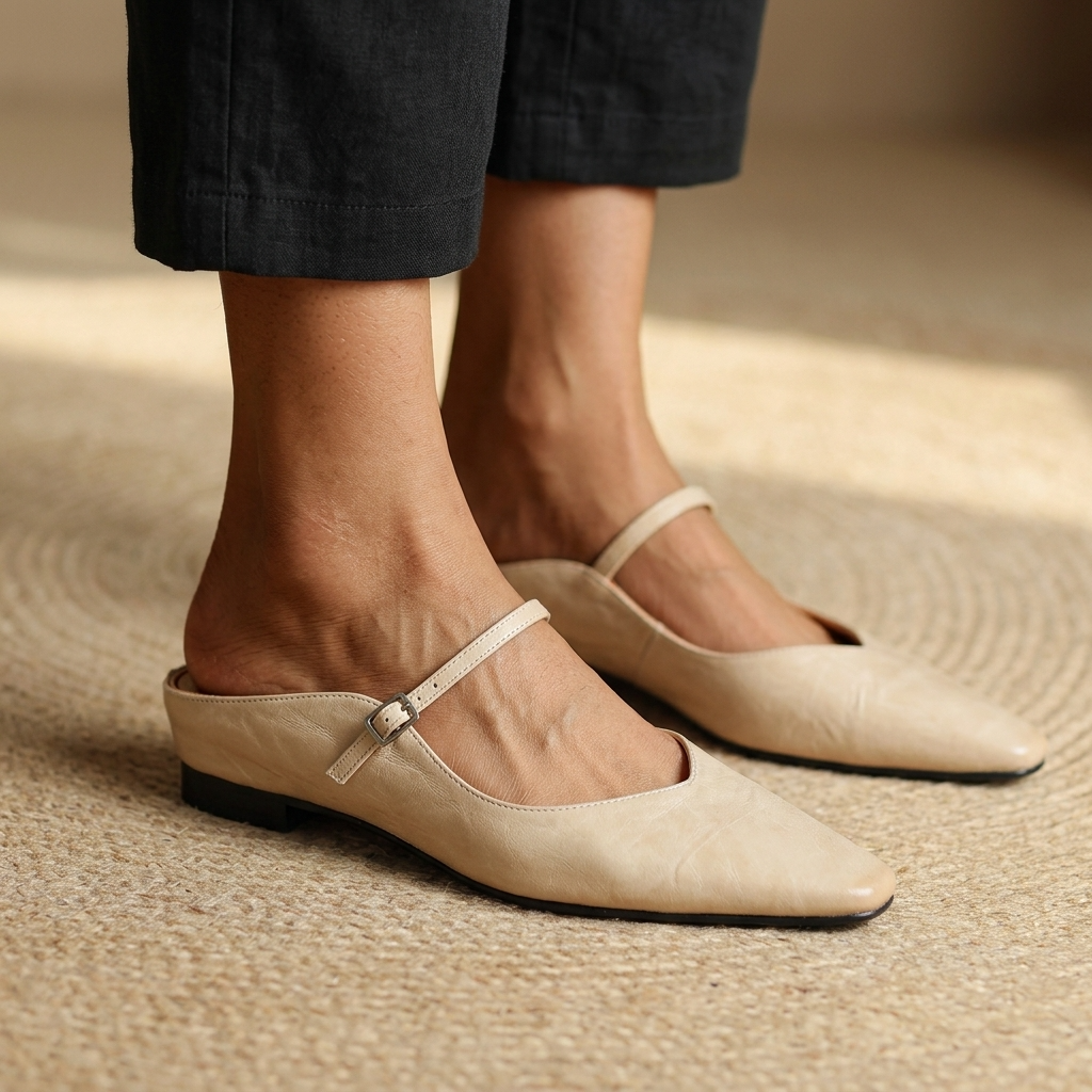 Women's Genuine Leather Wedge Sandals – Platform Slip-On with Height Boost