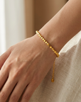 Women's Gold-Plated Chain Bracelet – Adjustable Elegant Brass Bangle