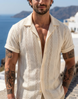 Men's Floral Short Sleeve Shirt — Lapel Button-Up