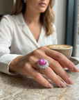 Women's Six-Ray Star Natural Ruby Sterling Silver Ring