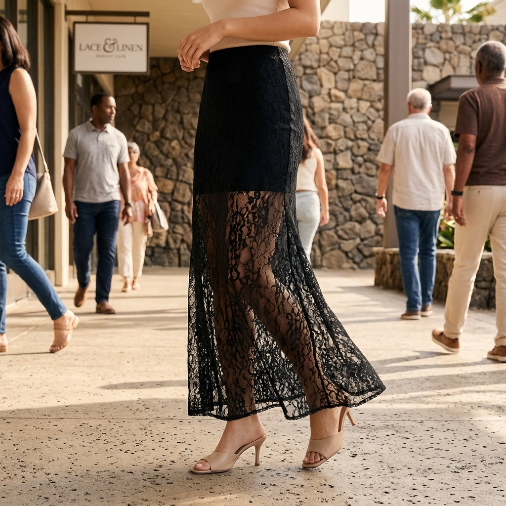 Women's Lace Fishtail Midi Dress – Slim Fit Floral Embossed Mermaid Dress