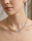 Women's Geometric Diamond Collarbone Necklace – Titanium Steel Electroplated Chain with Crystal Pendant